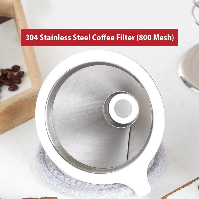 Betty's Home & Beauty - Stainless Steel Pour-Over Coffee Filter - 800 Mesh (Medium Size)