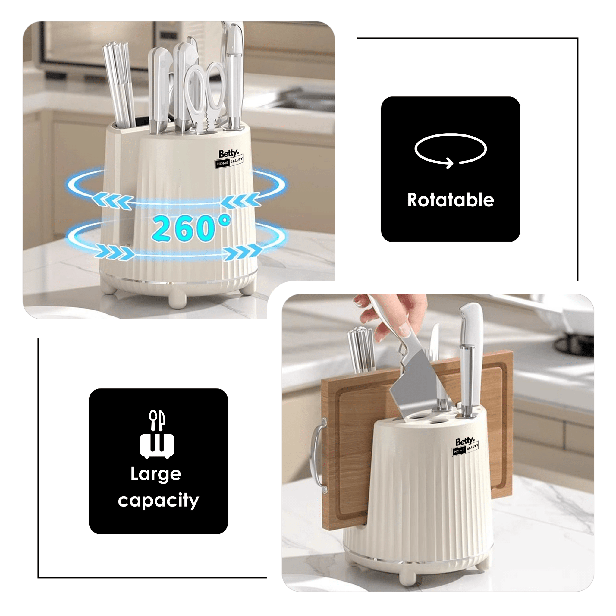 Utensil Holder 360° Rotating Kitchen Tool Rest | Betty's Home & Beauty ...