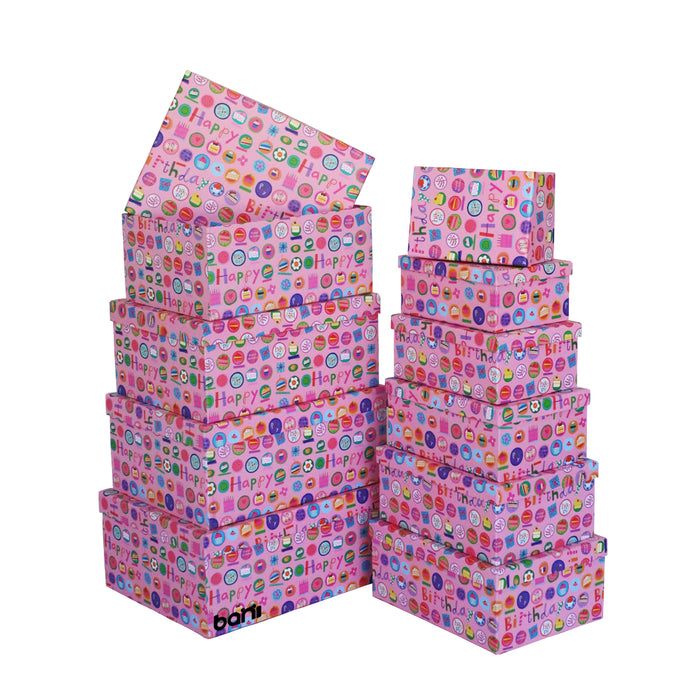 bani - Pink Birthday Cake - 10 Piece Nesting Gift Box Set with Lid - M10-82 (1)