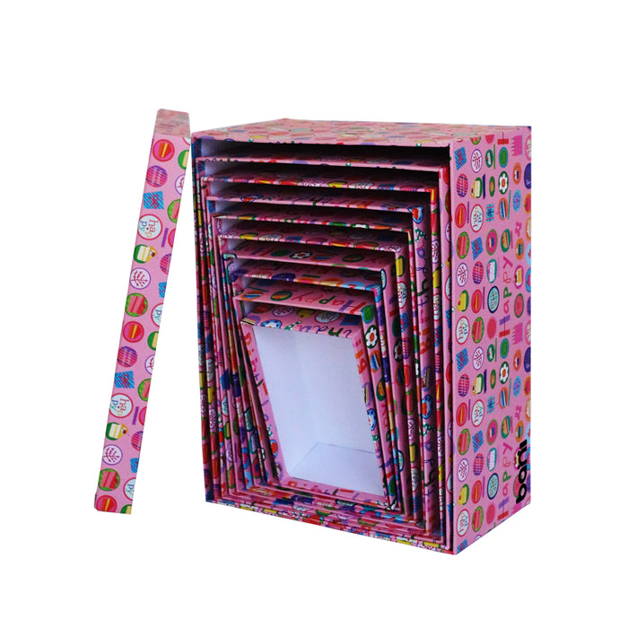 bani - Pink Birthday Cake - 10 Piece Nesting Gift Box Set with Lid - M10-82 (2)
